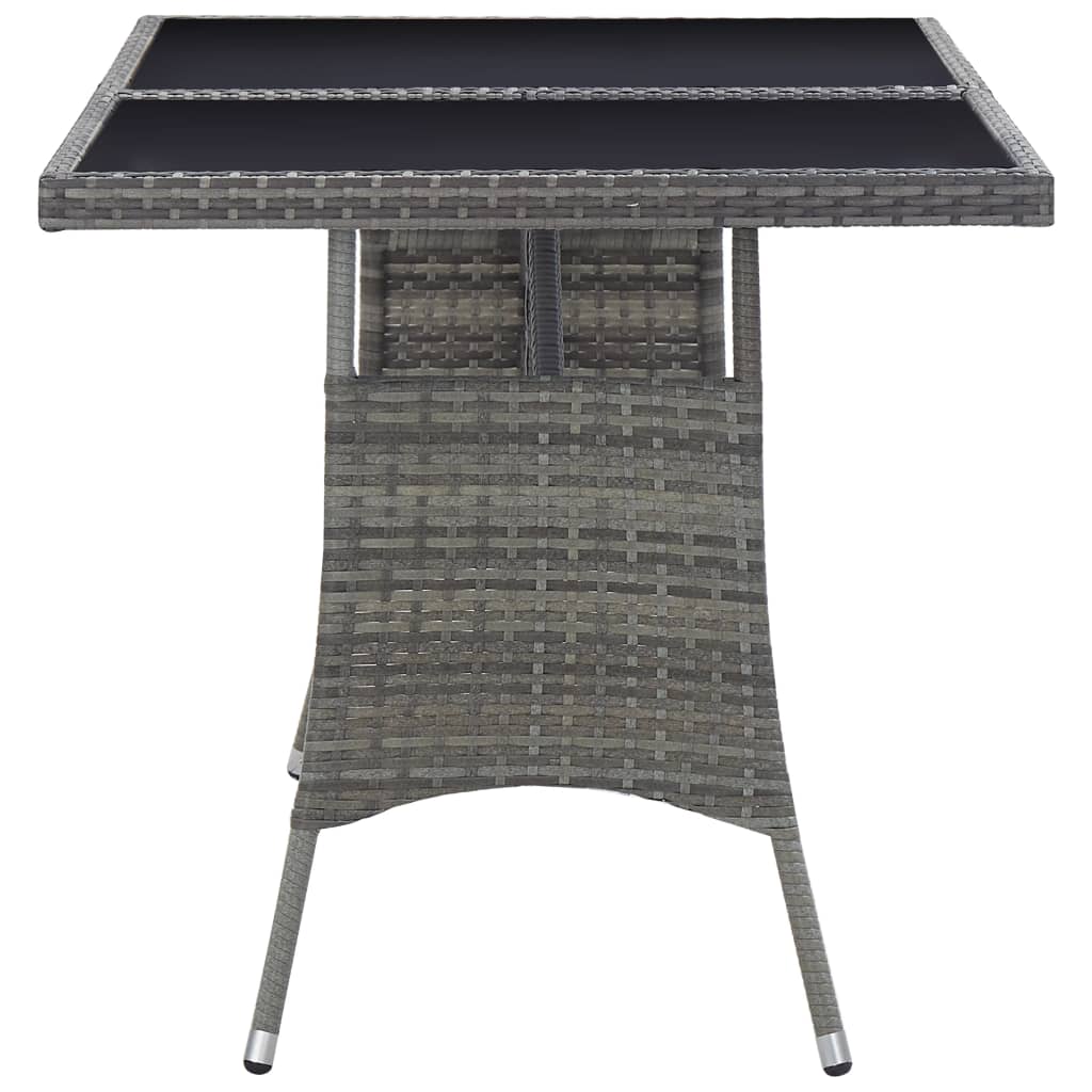 vidaXL Mesa de jardín ratán sintético gris 140x80x74 cm