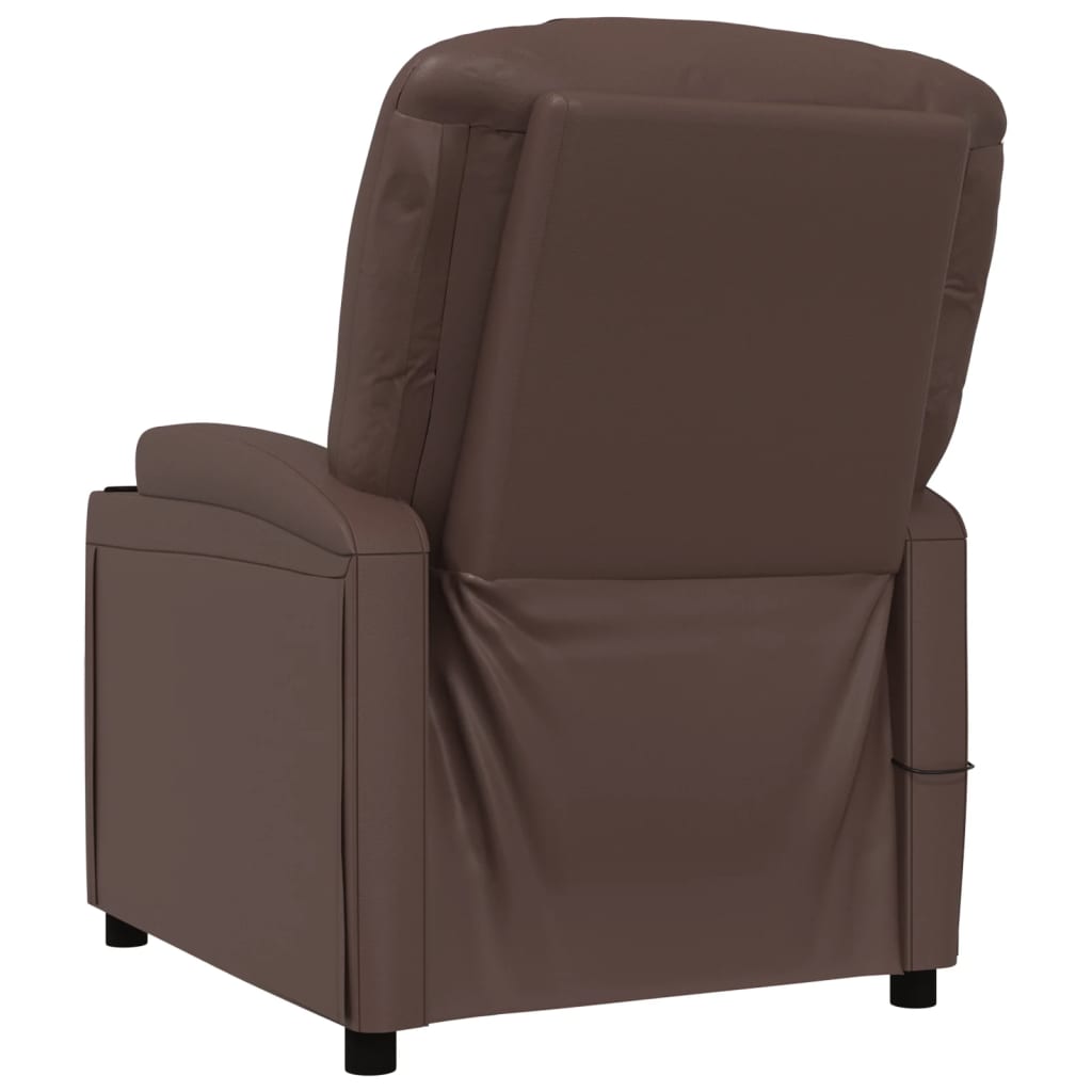 vidaXL Sillón de masaje cuero sintético marrón