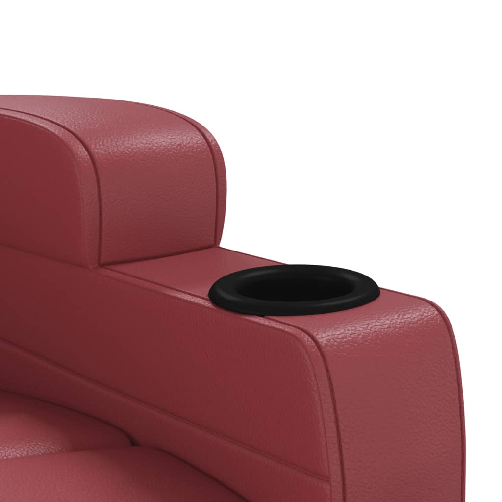 vidaXL Sillón de masaje de cuero sintético rojo tinto