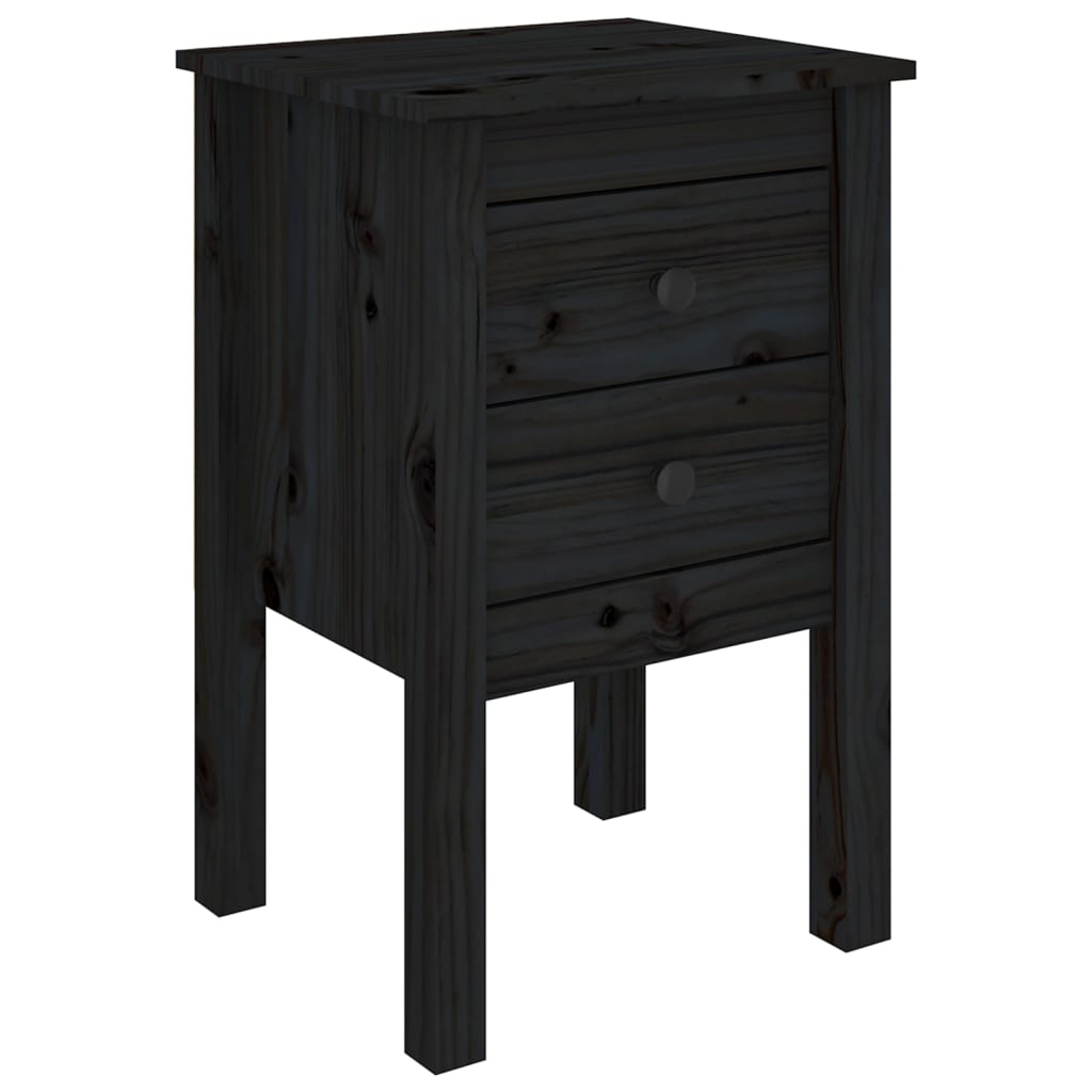 vidaXL Mesita de noche madera maciza de pino negro 40x35x61,5 cm