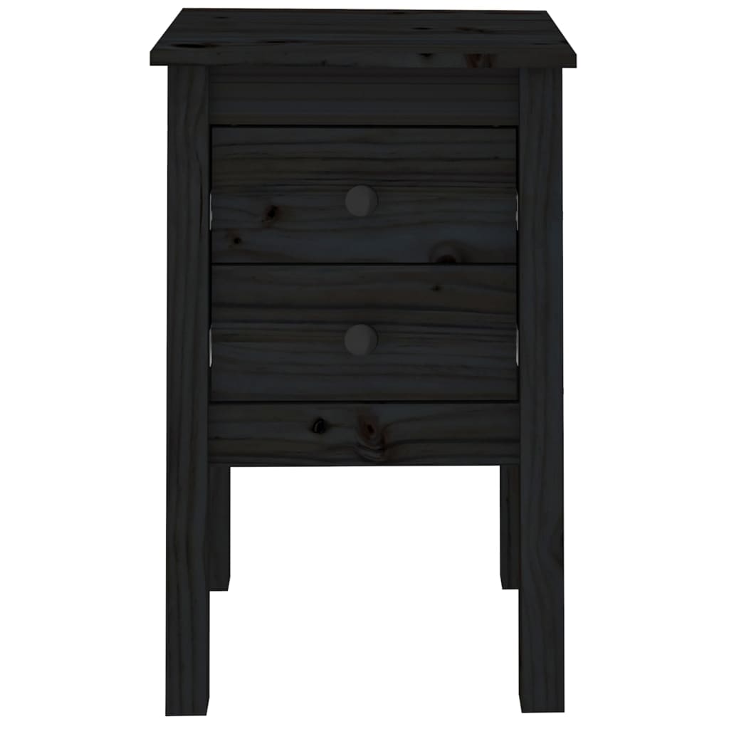 vidaXL Mesita de noche madera maciza de pino negro 40x35x61,5 cm