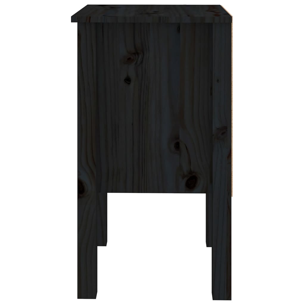 vidaXL Mesita de noche madera maciza de pino negro 40x35x61,5 cm