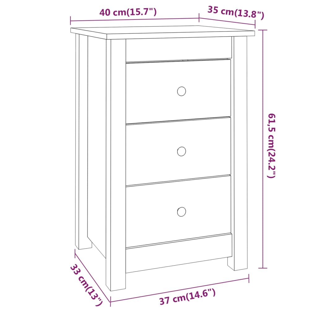 vidaXL Mesita de noche madera maciza de pino 40x35x61,5 cm