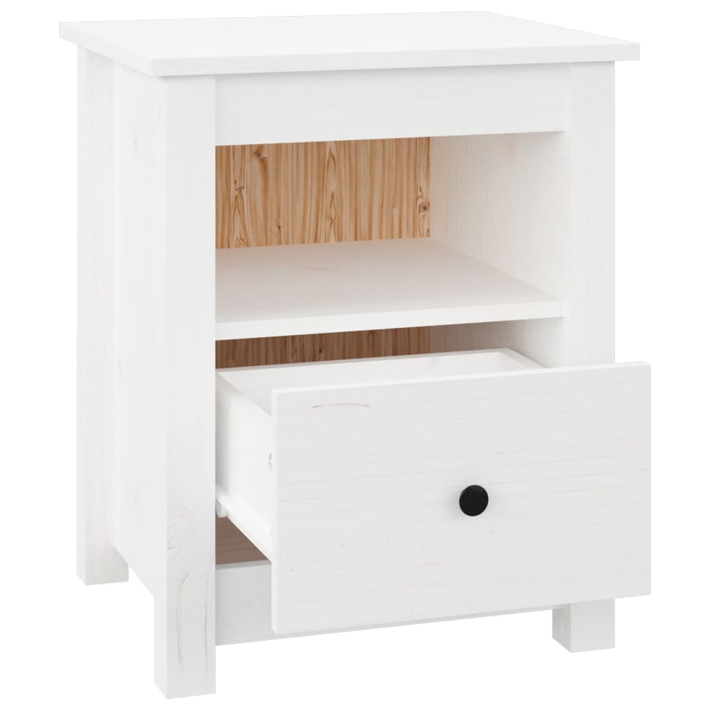 vidaXL Mesita de noche madera maciza de pino blanco 40x35x49 cm