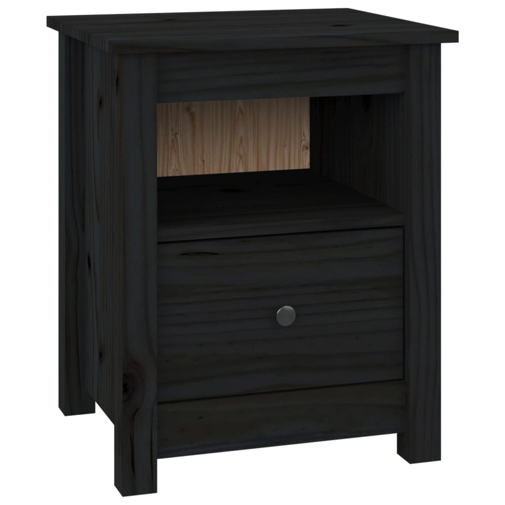 vidaXL Mesitas de noche 2 uds madera maciza de pino negra 40x35x49 cm