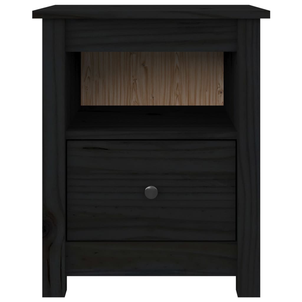 vidaXL Mesitas de noche 2 uds madera maciza de pino negra 40x35x49 cm