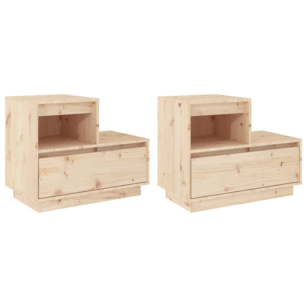 vidaXL Mesitas de noche 2 uds madera maciza de pino 60x34x51 cm