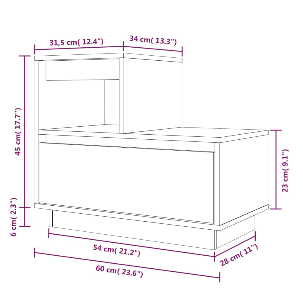 vidaXL Mesitas de noche 2 uds madera maciza de pino 60x34x51 cm