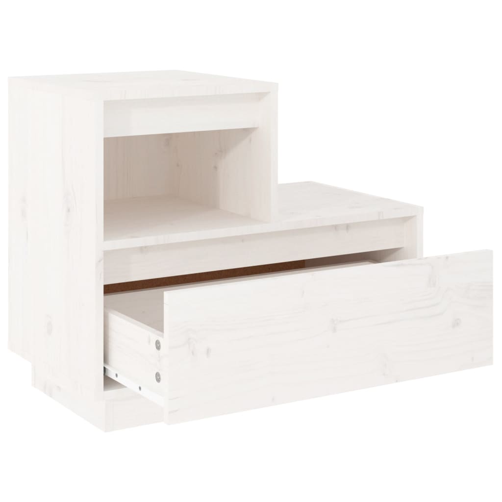 vidaXL Mesita de noche madera maciza de pino blanco 60x34x51 cm