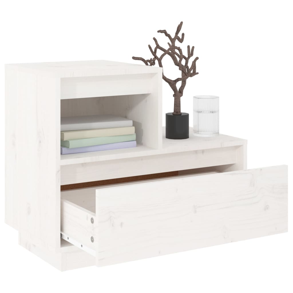 vidaXL Mesita de noche madera maciza de pino blanco 60x34x51 cm