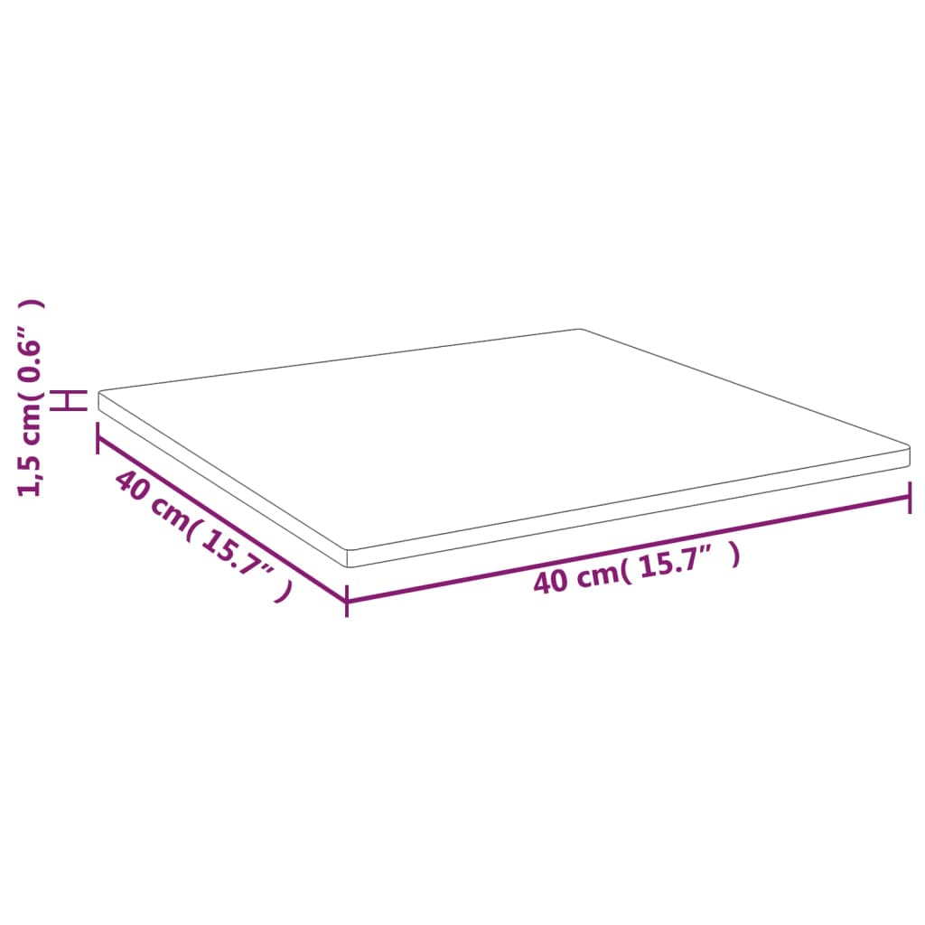 vidaXL Tablero de mesa cuadrado madera roble marrón claro 40x40x1,5 cm