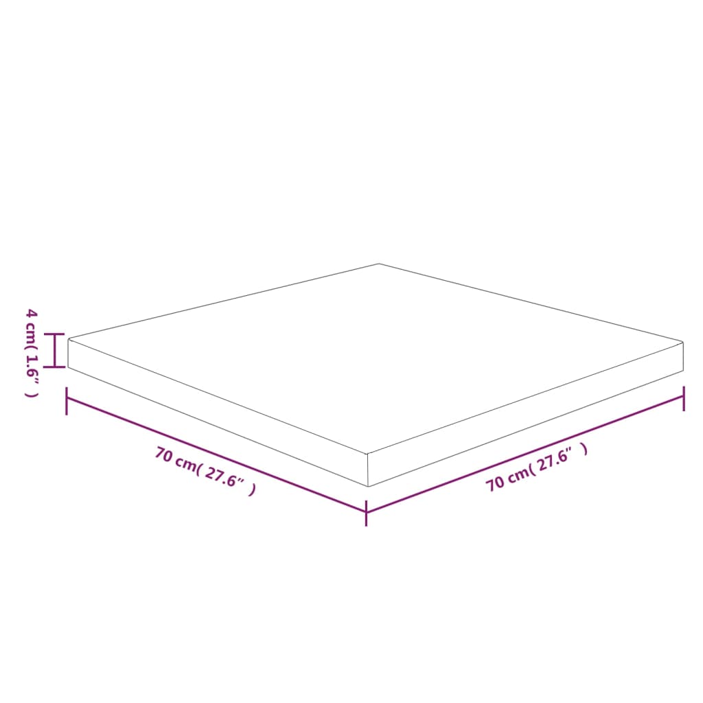 vidaXL Tablero de mesa cuadrada madera roble marrón oscuro 70x70x4 cm