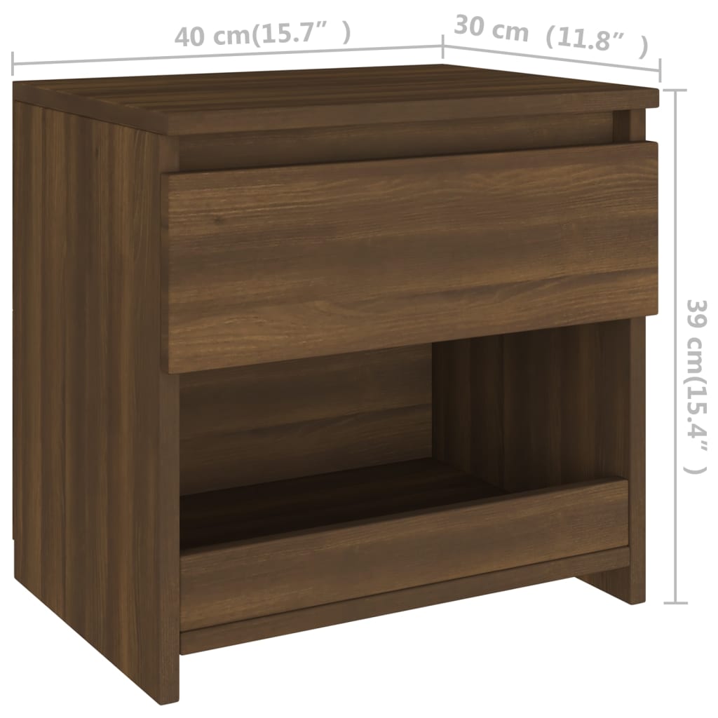 vidaXL Mesita de noche madera contrachapada roble marrón 40x30x39 cm