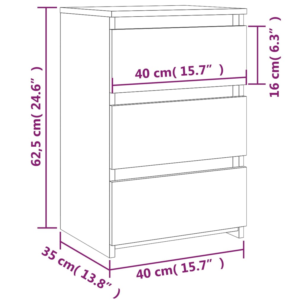 vidaXL Mesita de noche 2 uds contrachapado roble ahumado 40x35x62,5cm