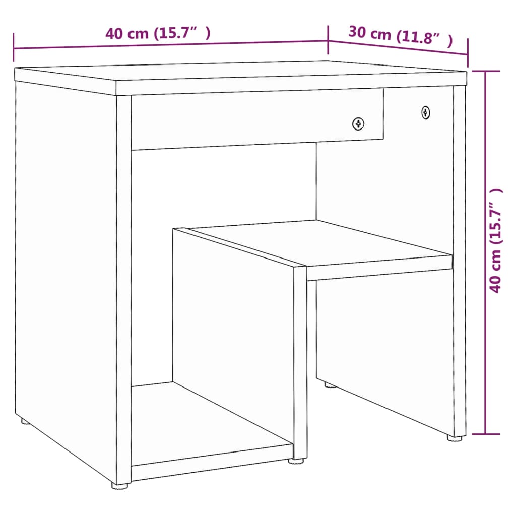 vidaXL Mesita de noche madera contrachapada roble ahumado 40x30x40 cm