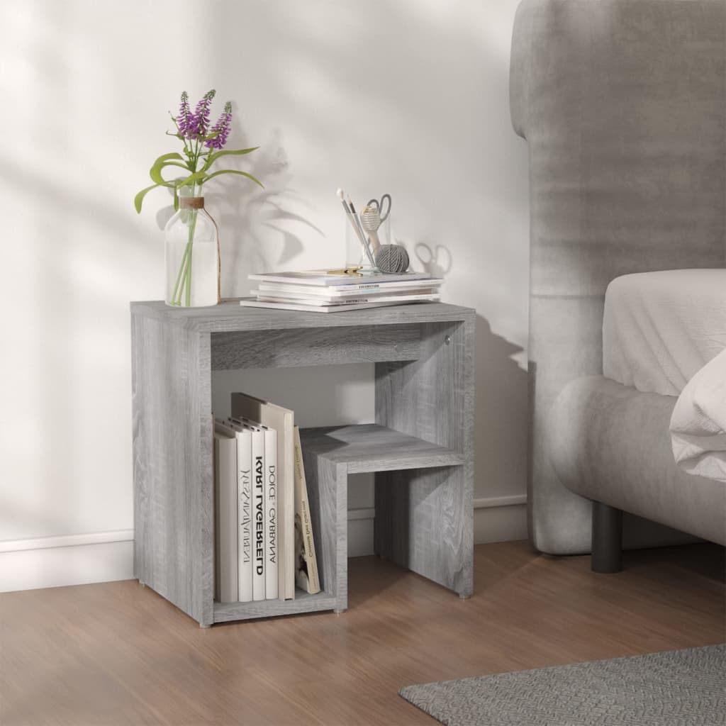 vidaXL Mesita de noche madera contrachapada gris Sonoma 40x30x40 cm