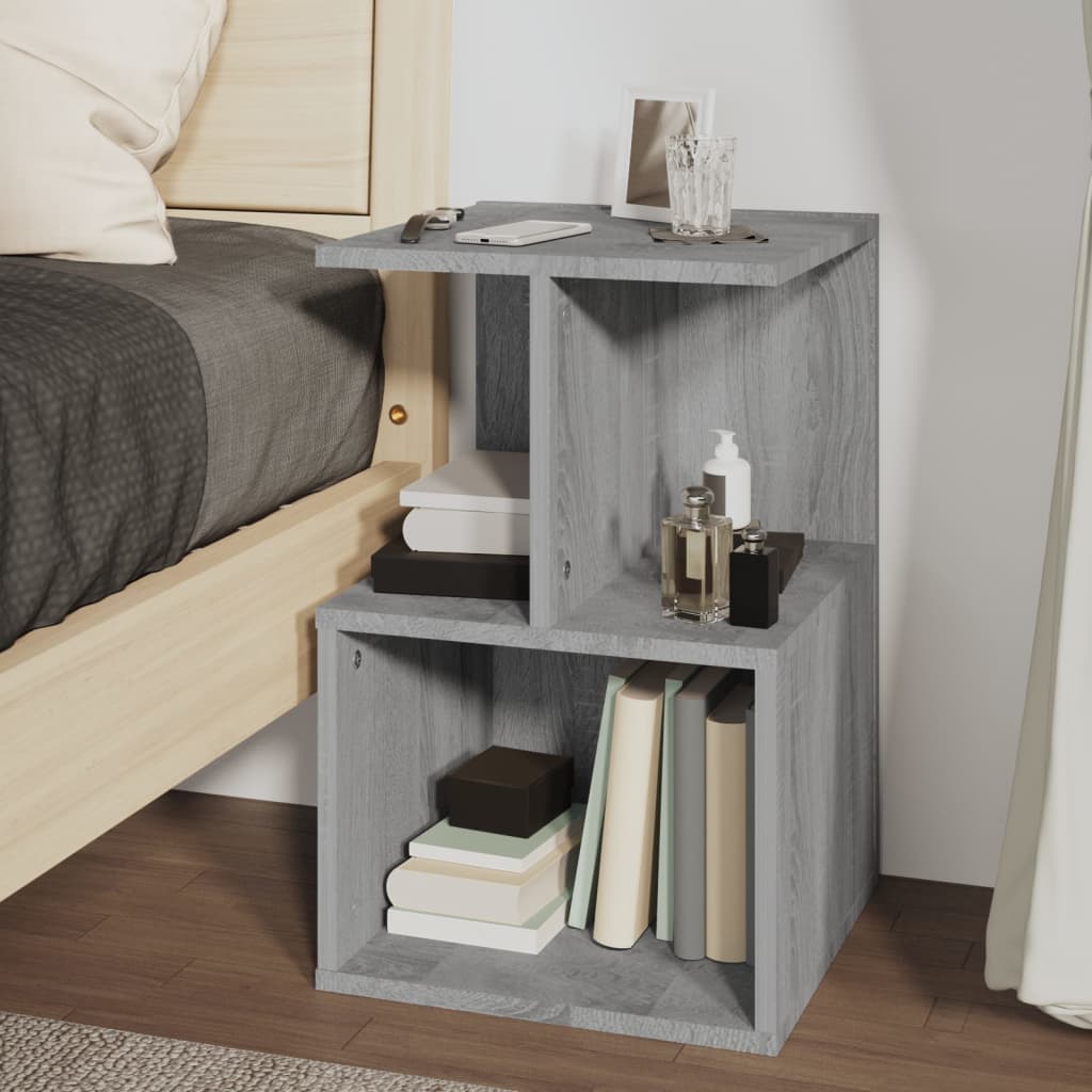 vidaXL Mesita de noche madera contrachapada gris Sonoma 35x35x55 cm