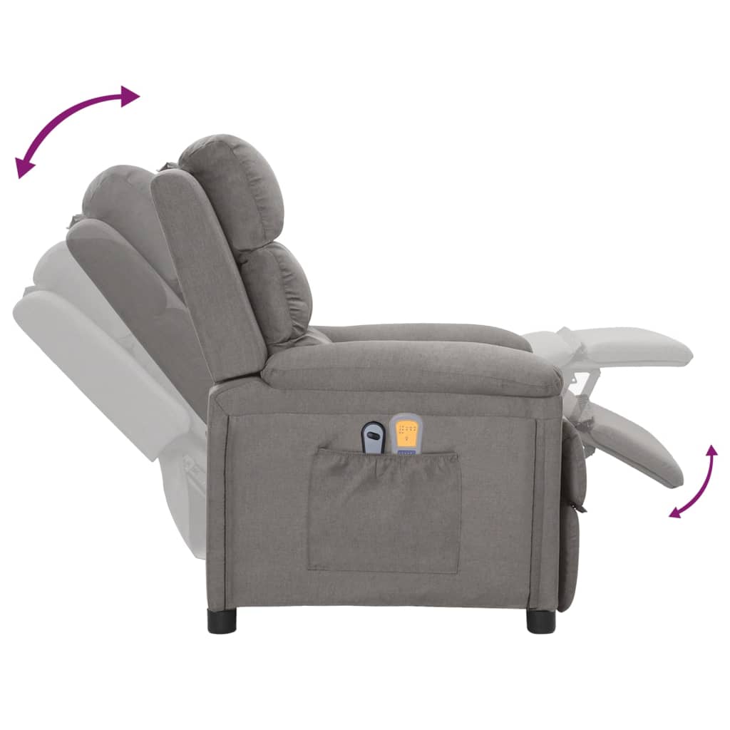 vidaXL Sillón de masaje eléctrico tela gris claro