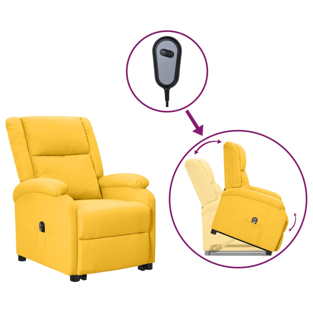 vidaXL Sillón elevable de tela amarillo