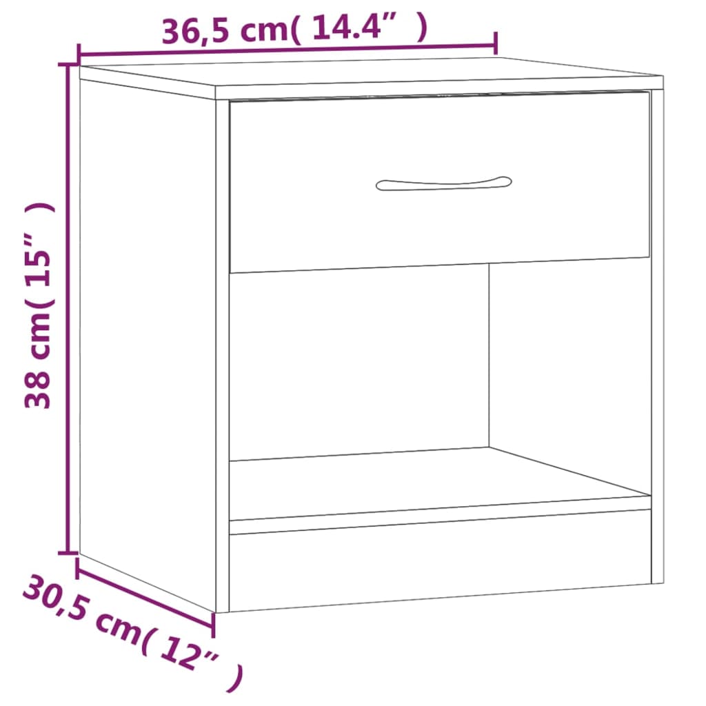 vidaXL Mesitas de noche 2 unidades con cajón negro