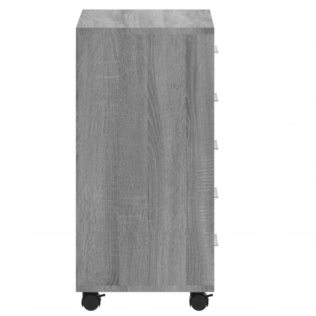 vidaXL Cajonera con ruedas madera contrachapada gris Sonoma