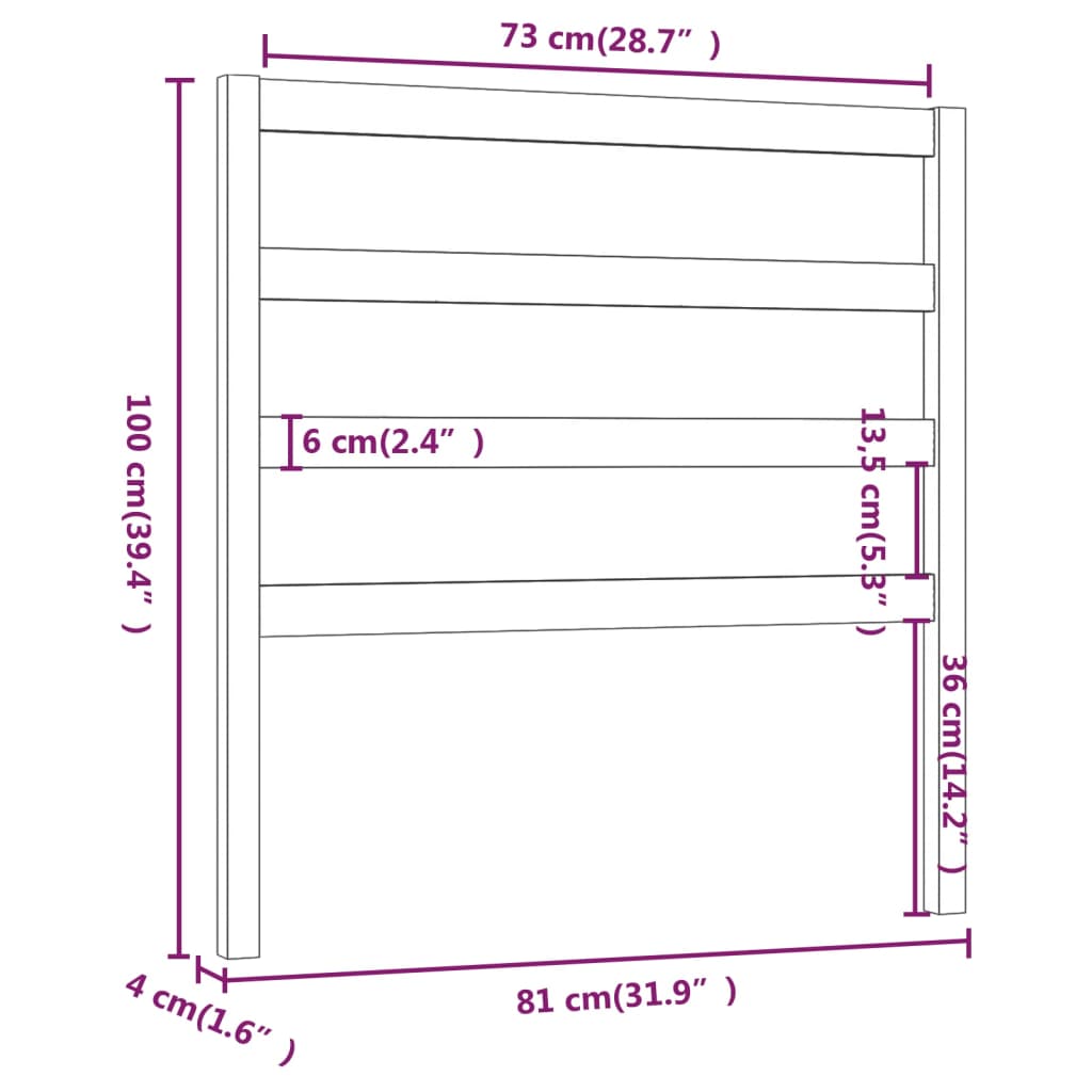 vidaXL Cabecero de cama madera maciza de pino marrón miel 81x4x100 cm