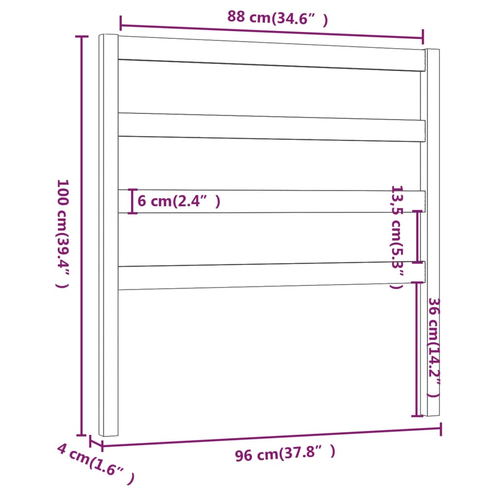 vidaXL Cabecero de cama madera maciza de pino 96x4x100 cm