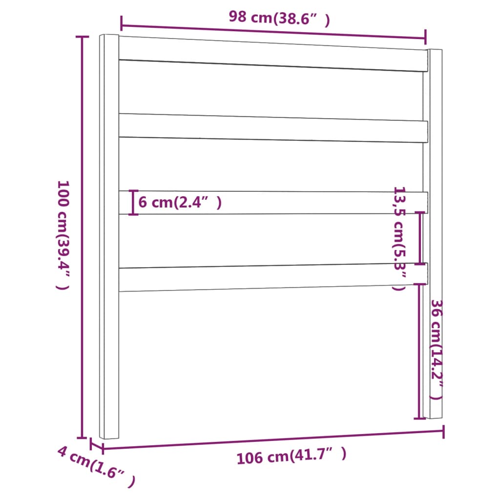 vidaXL Cabecero de cama madera maciza de pino gris 106x4x100 cm