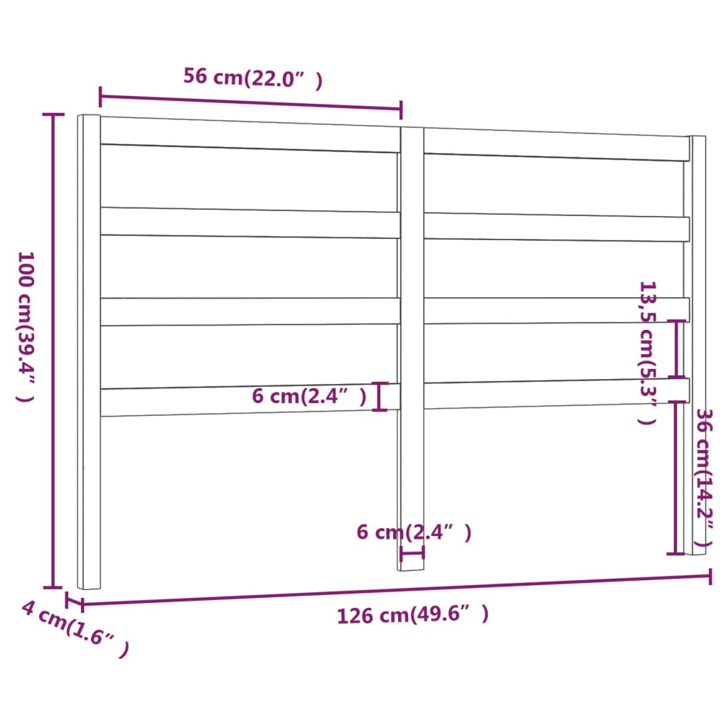 vidaXL Cabecero de cama madera maciza de pino blanco 126x4x100 cm