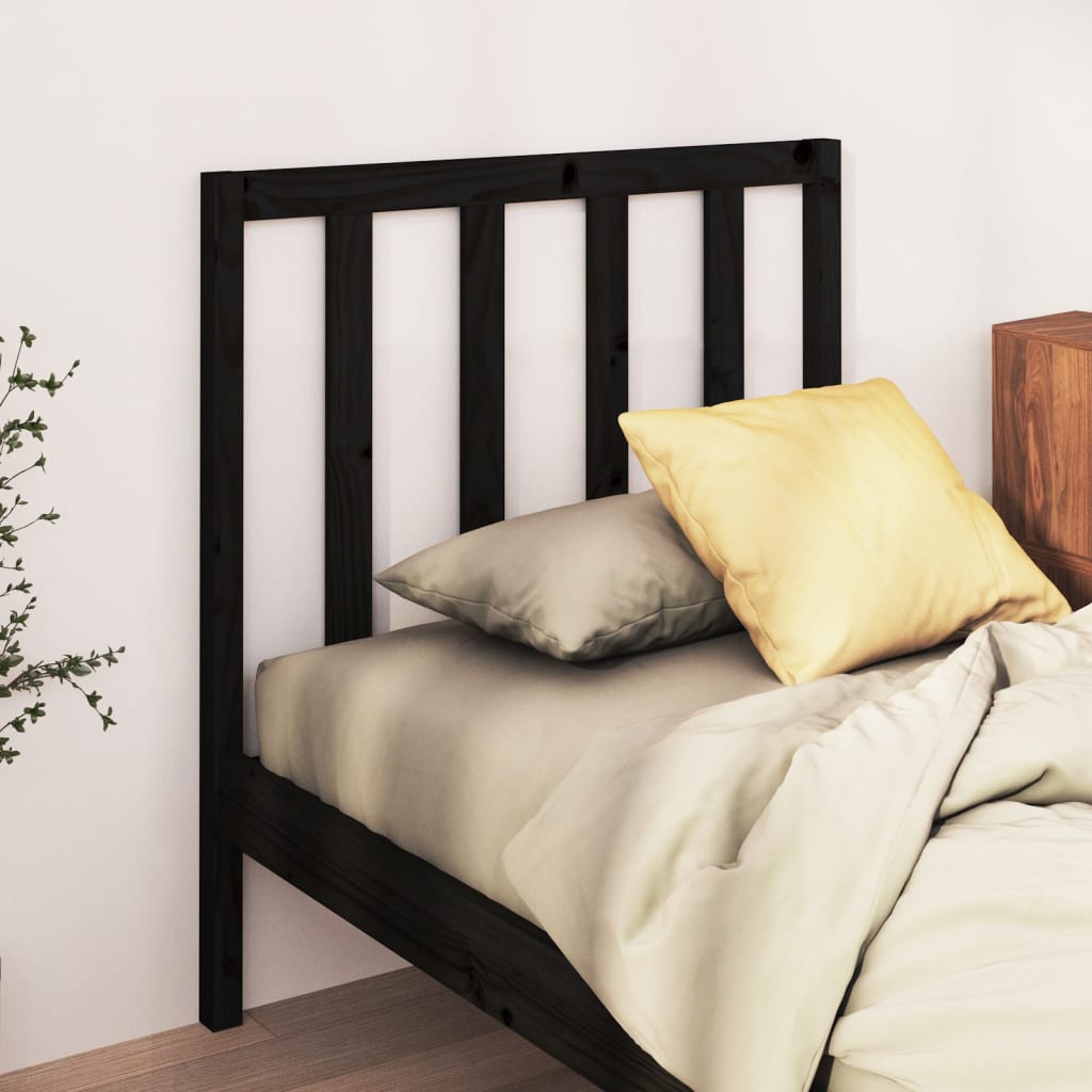 vidaXL Cabecero de cama madera maciza de pino negro 106x4x100 cm