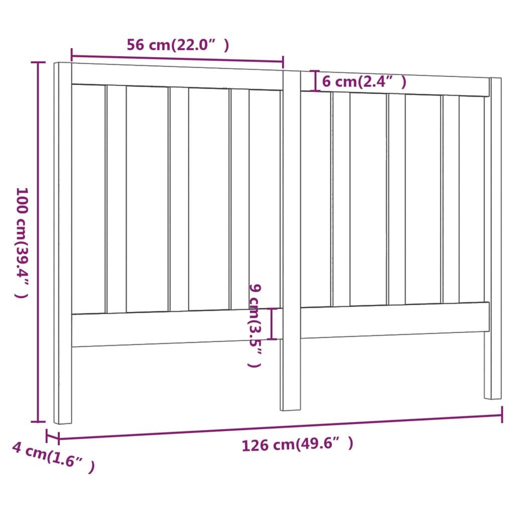 vidaXL Cabecero de cama madera maciza de pino blanco 126x4x100 cm