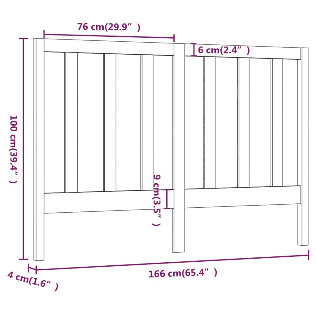 vidaXL Cabecero de cama madera maciza de pino 166x4x100 cm