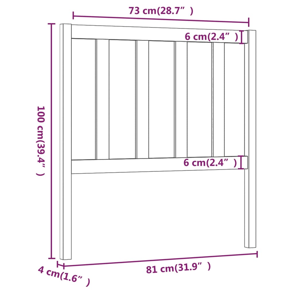 vidaXL Cabecero de cama madera maciza de pino blanco 81x4x100 cm