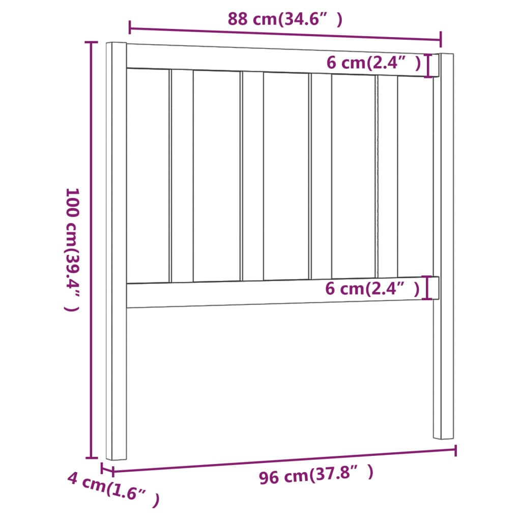 vidaXL Cabecero de cama madera maciza de pino 96x4x100 cm