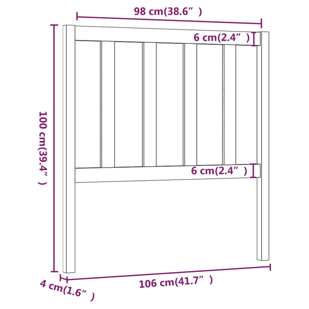 vidaXL Cabecero de cama madera maciza de pino 106x4x100 cm