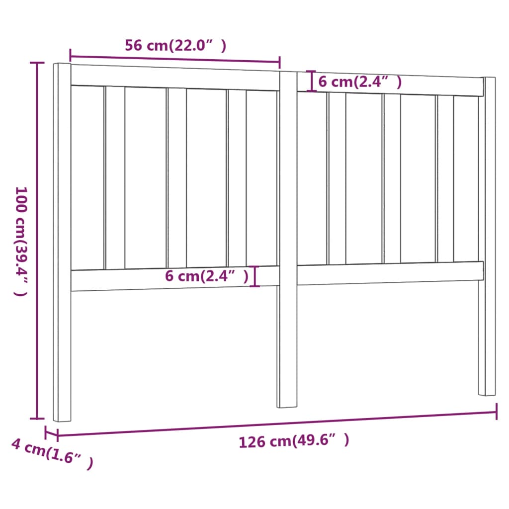 vidaXL Cabecero de cama madera maciza de pino blanco 126x4x100 cm