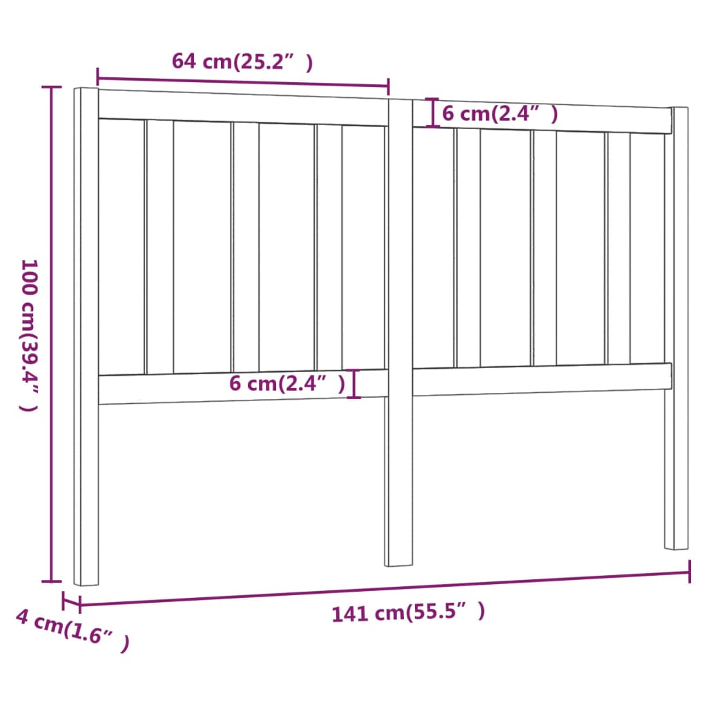 vidaXL Cabecero de cama madera maciza de pino gris 141x4x100 cm