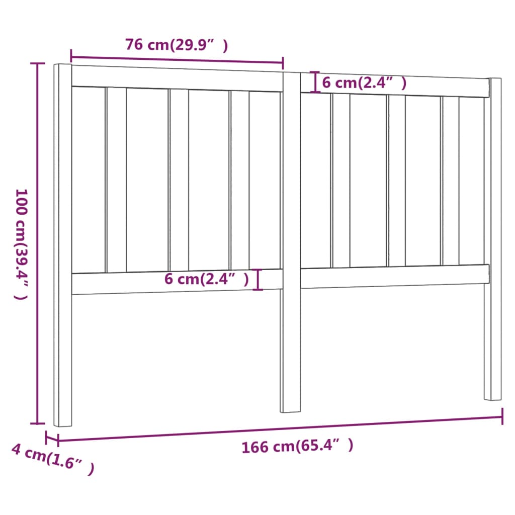 vidaXL Cabecero de cama madera maciza de pino gris 166x4x100 cm