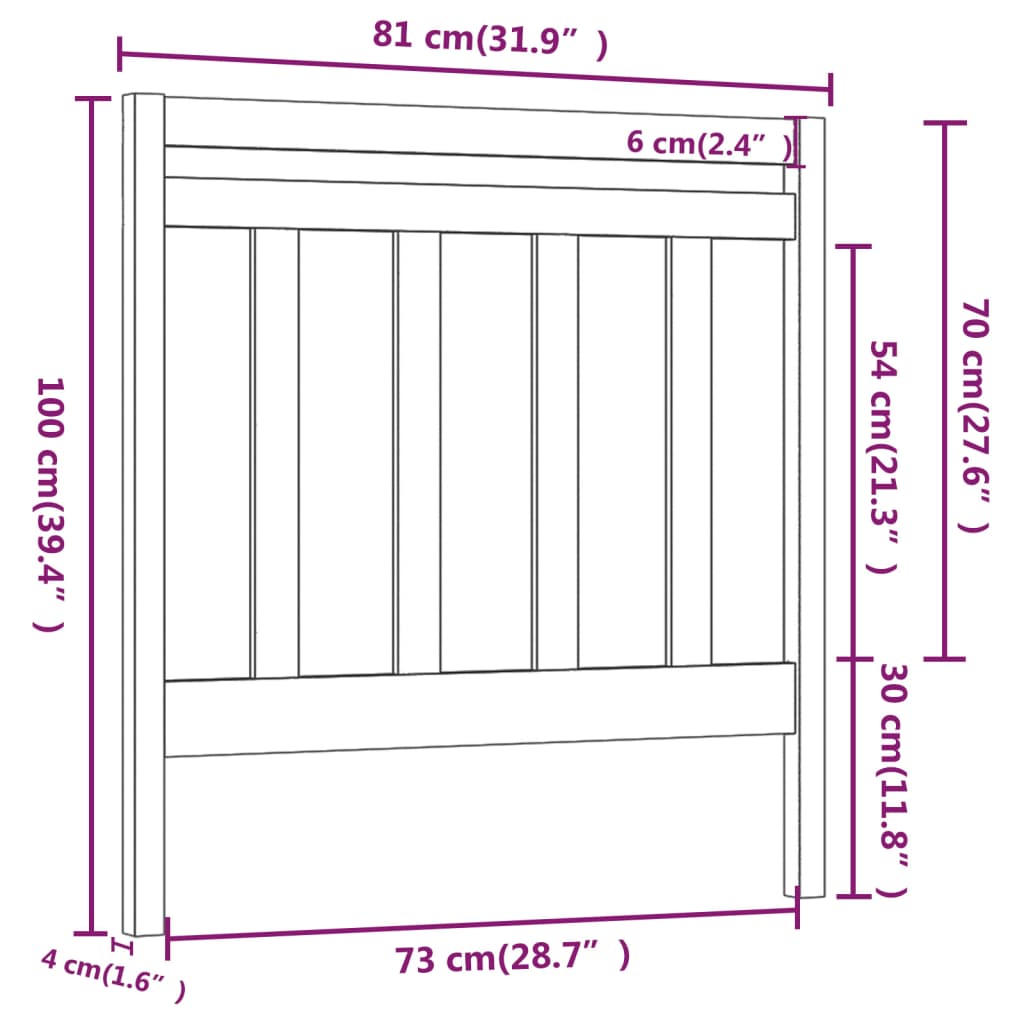 vidaXL Cabecero de cama madera maciza de pino gris 81x4x100 cm