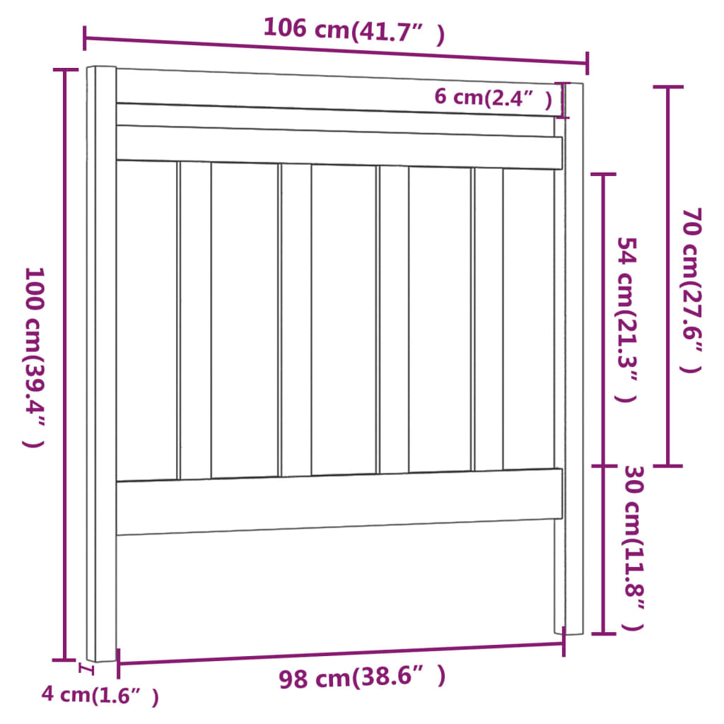 vidaXL Cabecero de cama madera maciza de pino blanco 106x4x100 cm