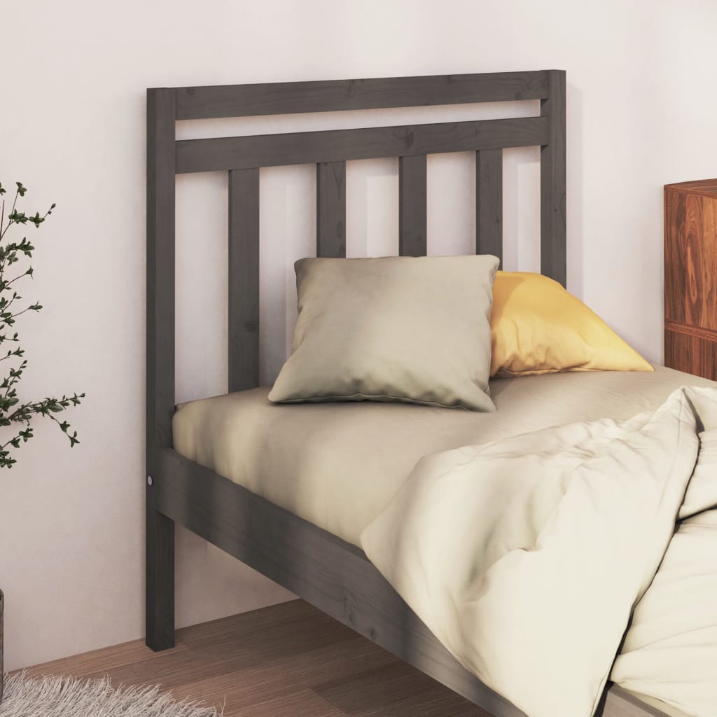 vidaXL Cabecero de cama madera maciza de pino gris 106x4x100 cm