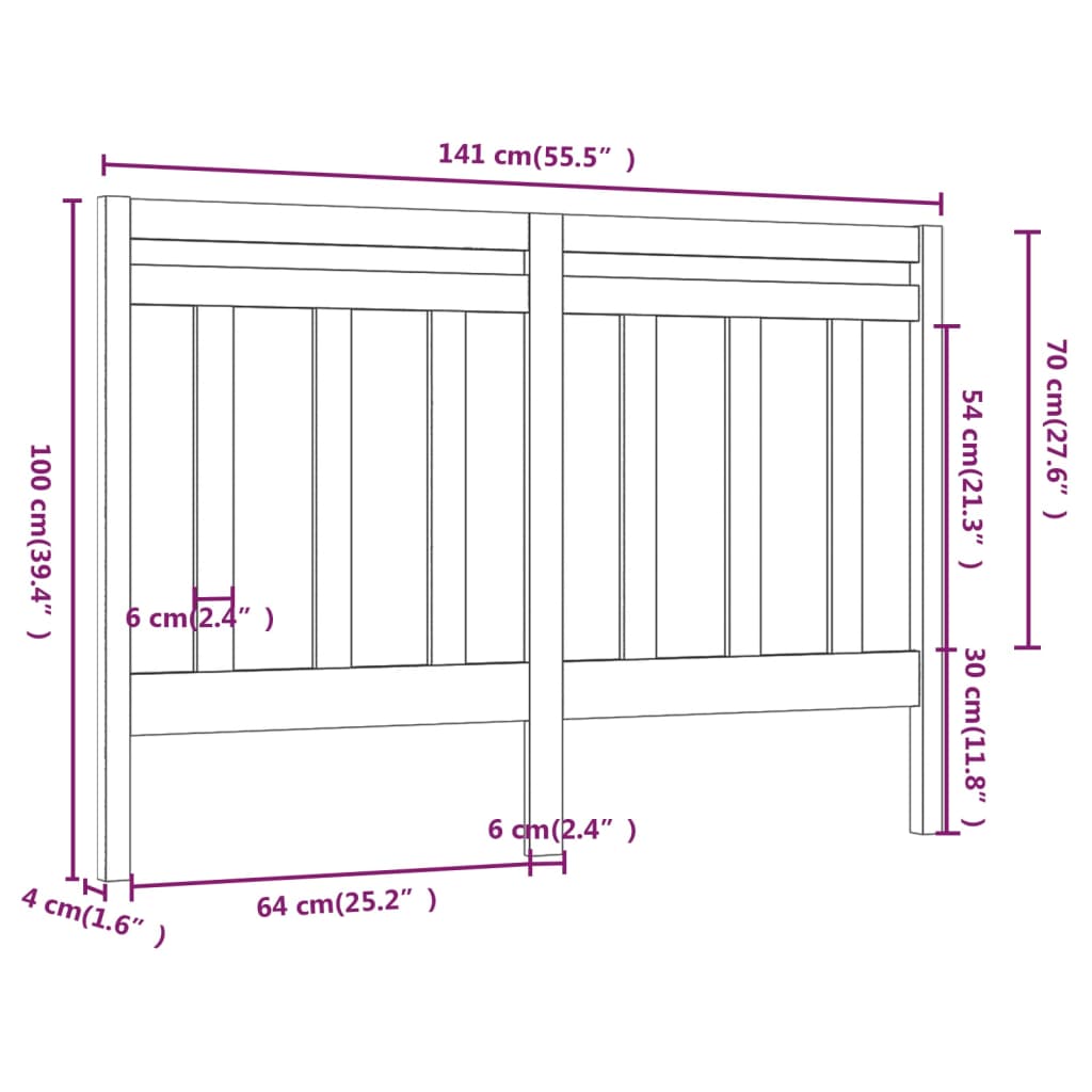 vidaXL Cabecero de cama madera maciza de pino blanco 141x4x100 cm