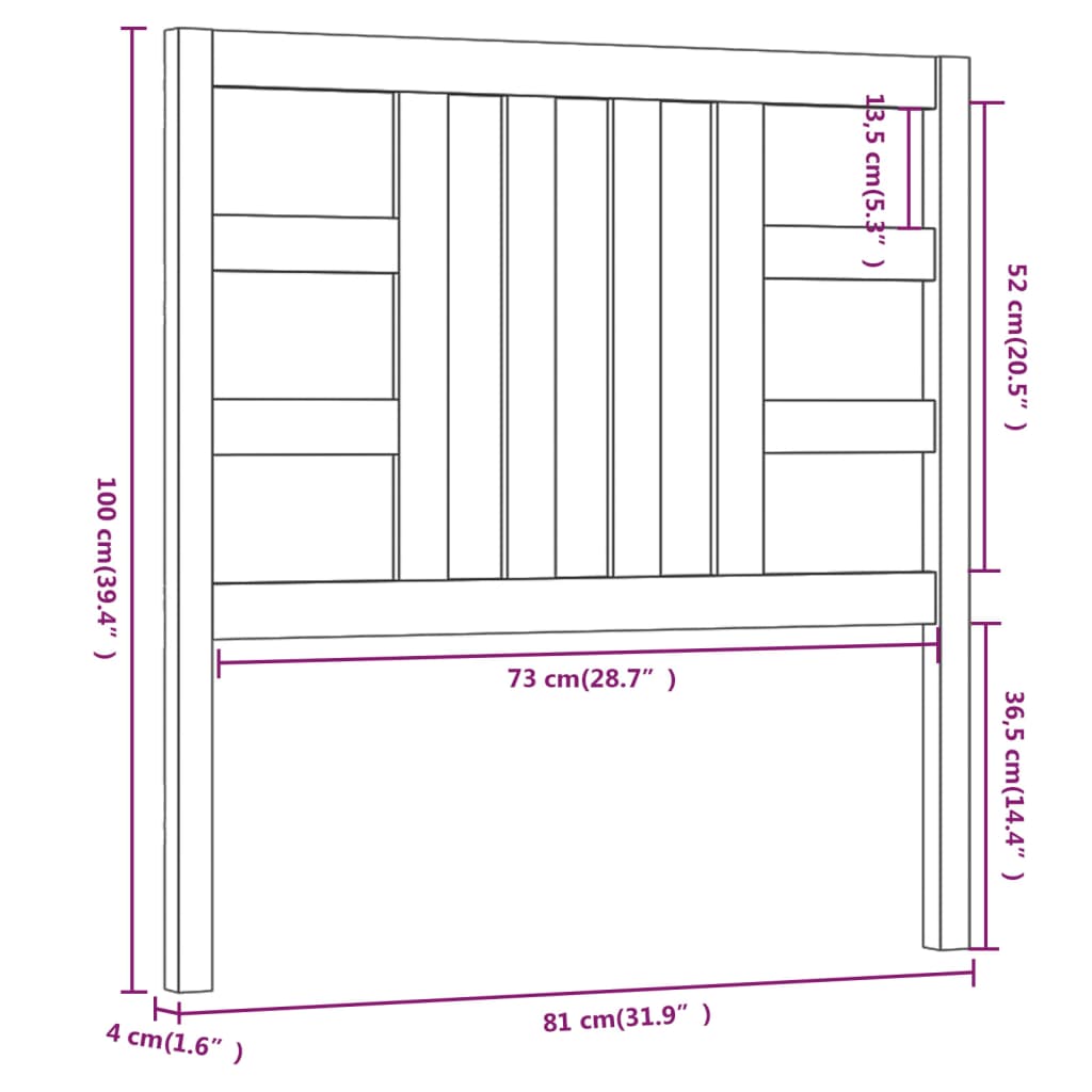 vidaXL Cabecero de cama madera maciza de pino blanco 81x4x100 cm