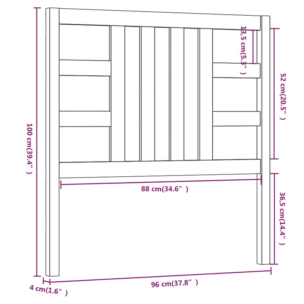 vidaXL Cabecero de cama madera maciza de pino blanco 96x4x100 cm