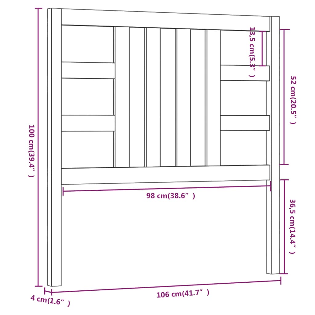 vidaXL Cabecero de cama madera maciza de pino blanco 106x4x100 cm