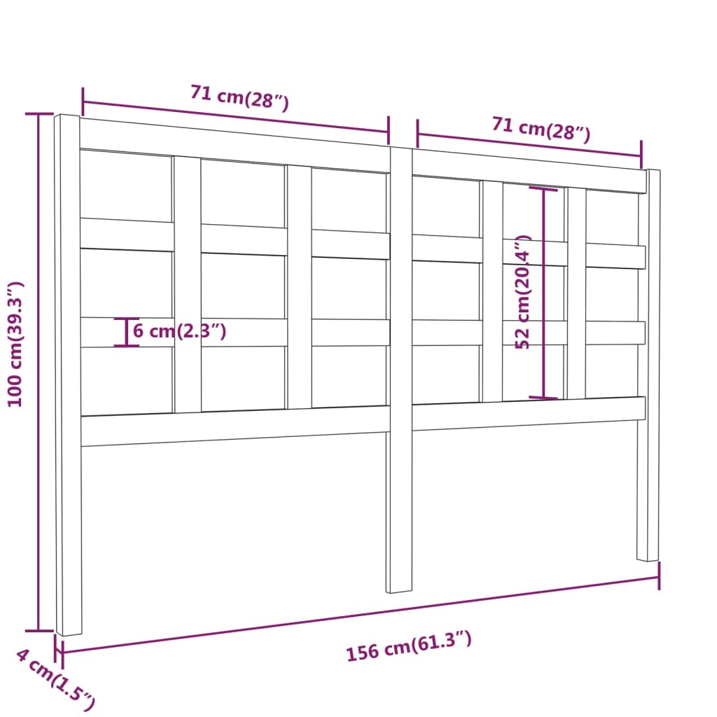 vidaXL Cabecero de cama madera maciza de pino blanco 156x4x100 cm