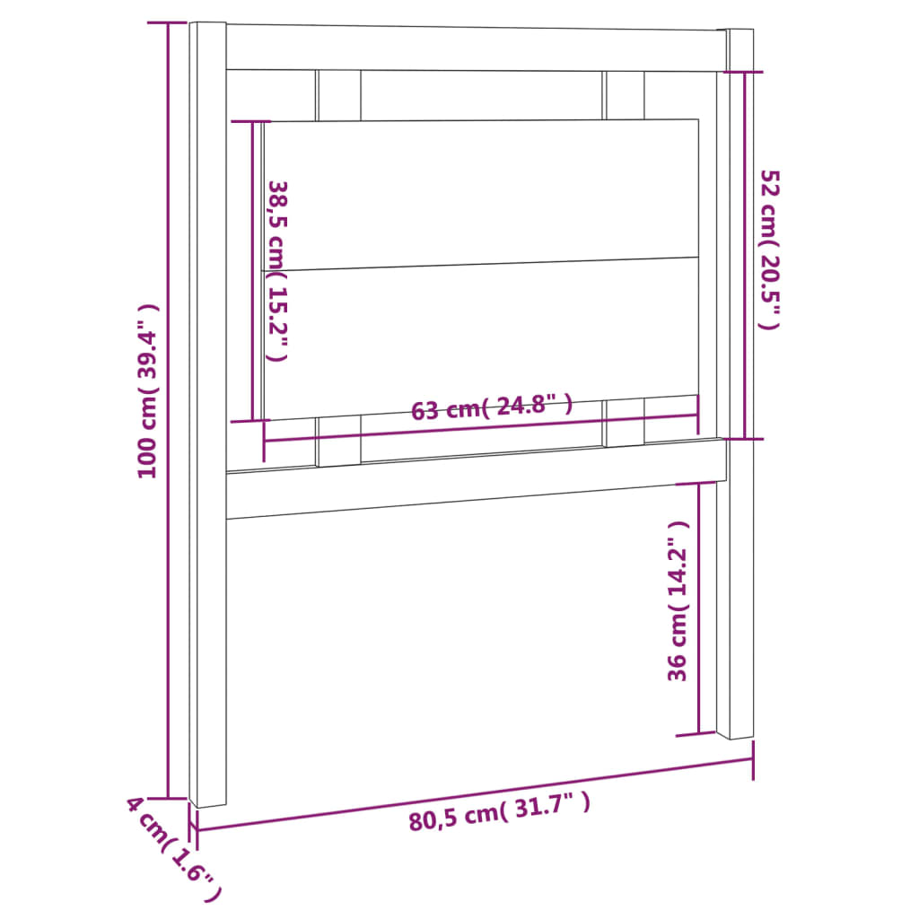 vidaXL Cabecero de cama madera maciza de pino 80,5x4x100 cm