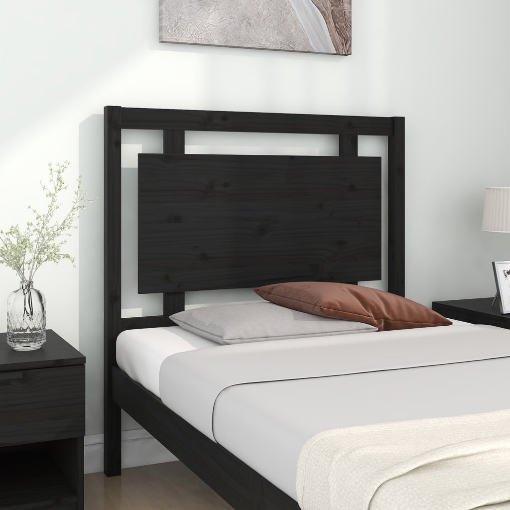 vidaXL Cabecero de cama madera maciza de pino negro 95,5x4x100 cm