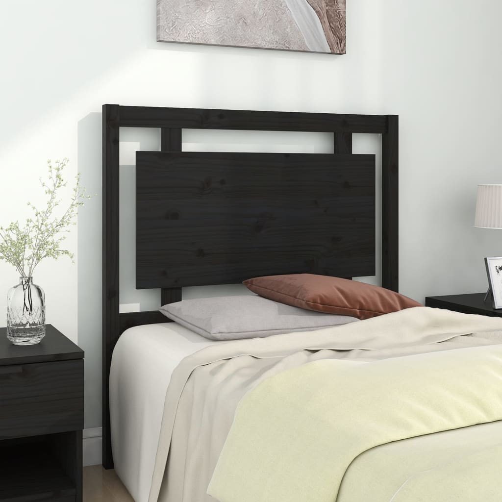 vidaXL Cabecero de cama madera maciza de pino negro 95,5x4x100 cm