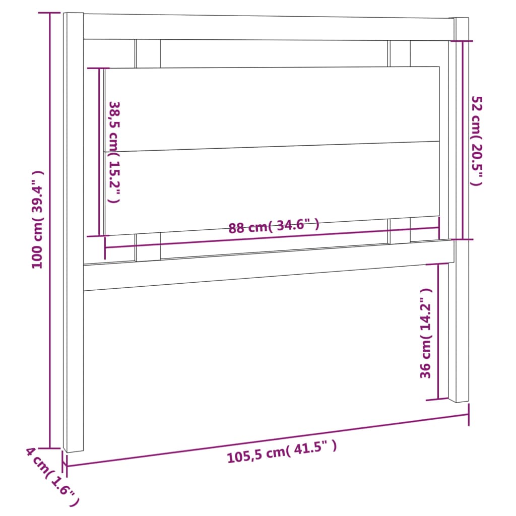 vidaXL Cabecero de cama madera maciza de pino blanco 105,5x4x100 cm